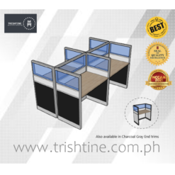 4-seater Workstation Fabric with Glass