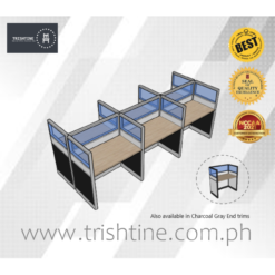 6-seater Workstation Fabric with Glass