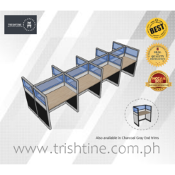 8-seater Workstation Fabric with Glass