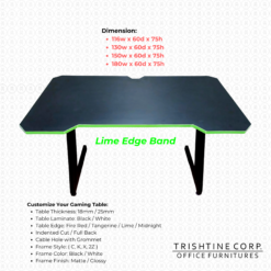 GAMING TABLE | LIME (GREEN) EDGEBAND