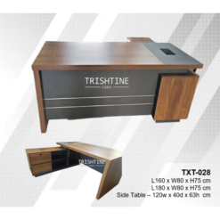 TXT-028 | L-shape Laminated Executive Table Set with Side Drawer and Cabinet