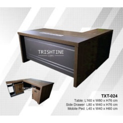 TXT-024 | L-shape Executive Table with Side Cabinet