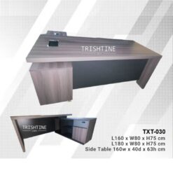 TXT-030 | L-shape Laminated Executive Table Set with Side Drawer and Cabinet