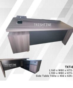 TXT-030 | L-shape Laminated Executive Table Set with Side Drawer and Cabinet