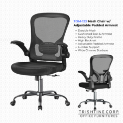TOM-123 | Mesh Chair Adjustable Padded Armrest