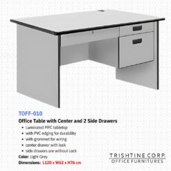 TOFF-010 | Office Table with Center and 2 Side Drawers