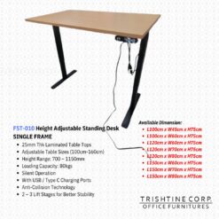 FST-010 | Height Adjustable Standing Desk-Single Frame