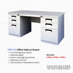 TOFF-113 | Steel Office Desk with Left and Right Drawers