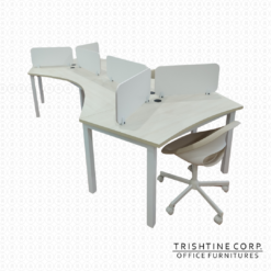 Modern Oblique Design 6-seater Workstation Pod w/ Screen Panel