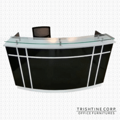 Elegant Curved Reception Table with Mounted Glass