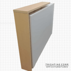 Sleek Reception Table with Storage Cabinet and Book Shelf