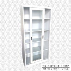 TSCAB-003A | Oval Handle 2-door Full Sliding Glass Steel Cabinet