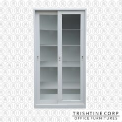 TSCAB-003B | Beige Handle 2-door Full Sliding Glass Steel Cabinet