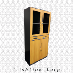 TSCAB-031 | Half Display Cabinet Half Storage with Drawers Wood Finish