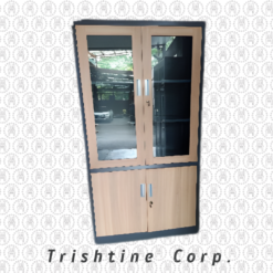 TSCAB-018B | All Metal Wood Finish Display Cabinet with Storage